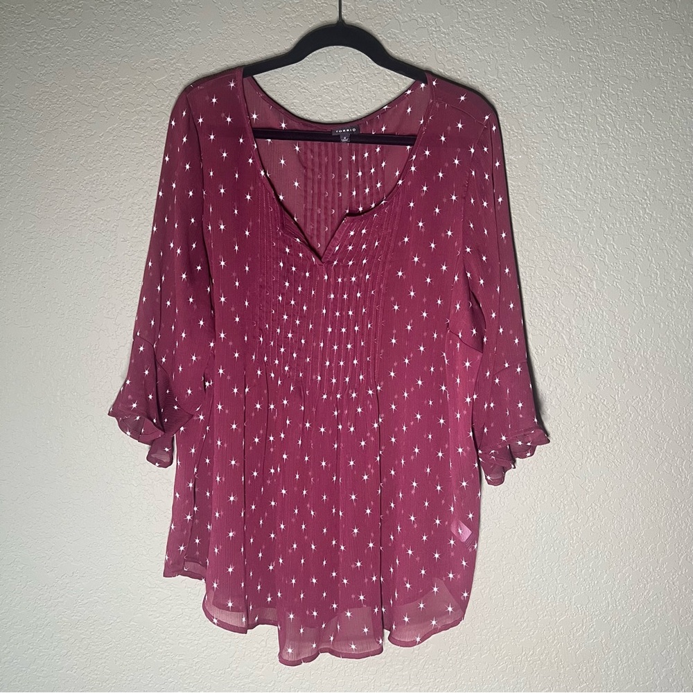 Maroon chiffon top with celestial design - Picture 3 of 5